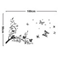 Black Tree, Butterflies, Flowers Wall Sticker